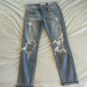 Mid rise relaxed skinny crop jeans